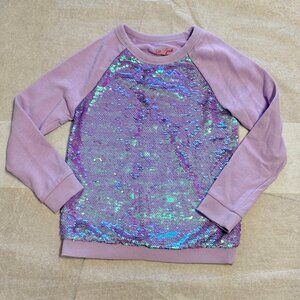 Cat & Jack Girls Long Sleeve Purple Sequins Crewneck Sweatshirt Size: S (6/6X)